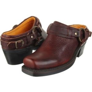 Frye Belted Harness Mule Chestnut Booties